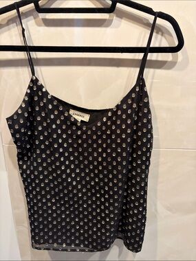 L'AGENCE Black Cami with Silver Polka Dots